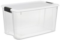 Sterilite 19889804 70 Quart Ultra Latch Box See through with White lid and Black latches,4 pack 